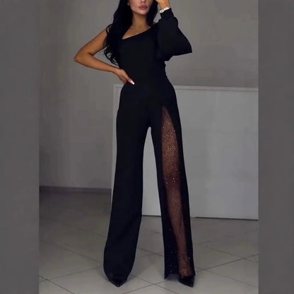 Mesh scintillant One Shoulder One Piece robes pour femmes