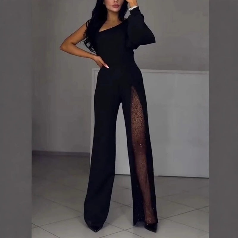 Mesh scintillant One Shoulder One Piece robes pour femmes