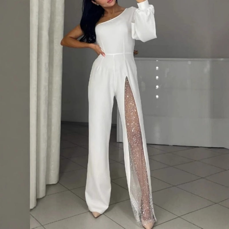 Mesh scintillant One Shoulder One Piece robes pour femmes