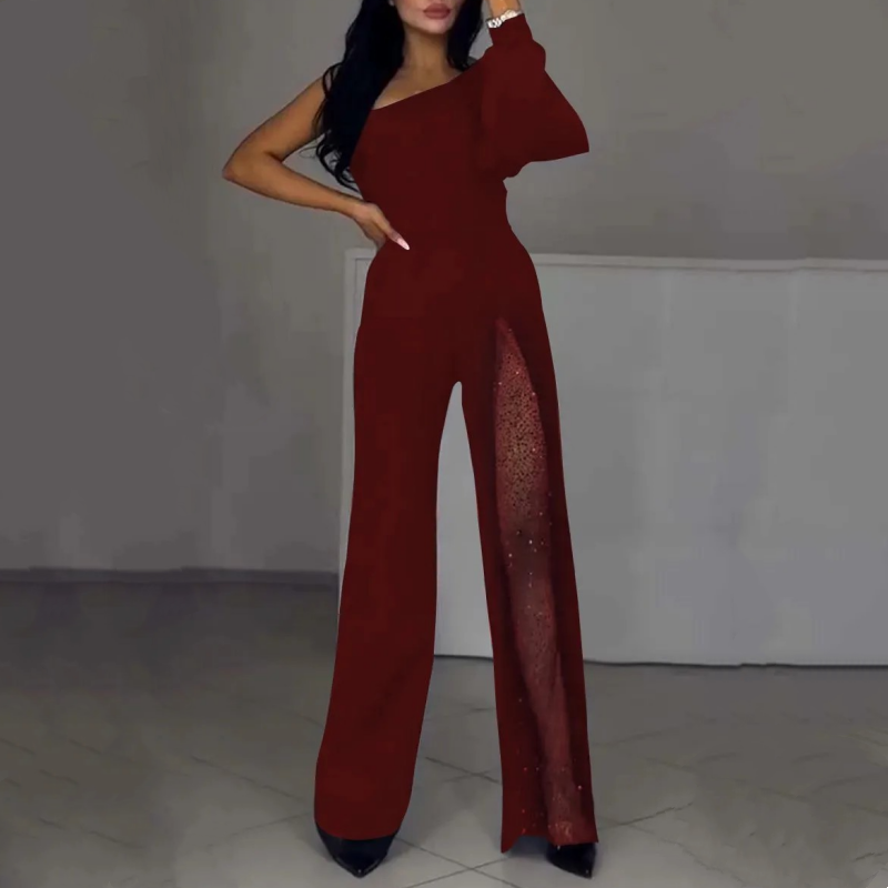 Mesh scintillant One Shoulder One Piece robes pour femmes