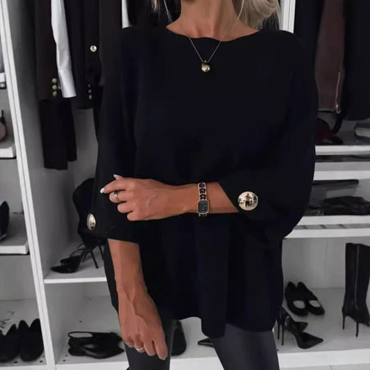 Haut tricoté classique de couleur unie pour femme