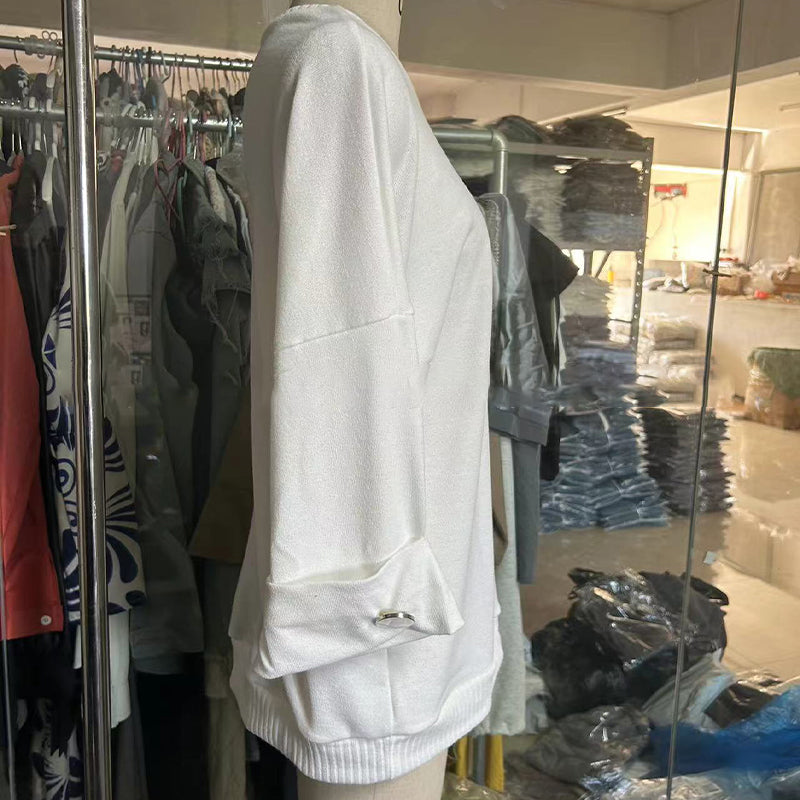 Haut tricoté classique de couleur unie pour femme