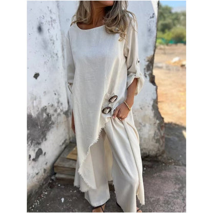 Vela™ - Costume élégant en coton et lin pour femme