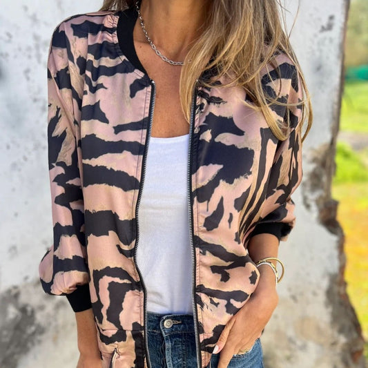 Zélie™ | Veste Printemps avec Zip à Motif Zebra