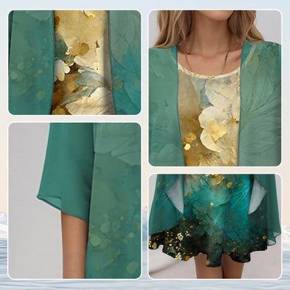 Eleny™ - Ensemble élégant de robe en chiffon floral en deux parties