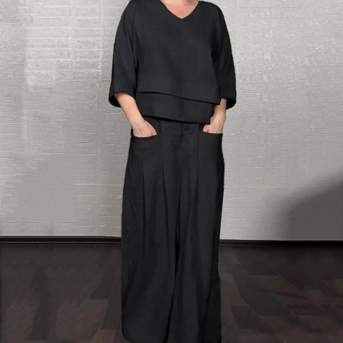 Viviette™ - Ensemble Élégant en Coton et Lin pour Femme – 2 Pièces