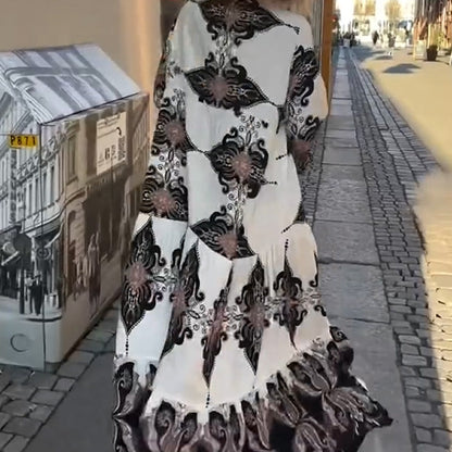 Anirelle™ - Robe femme élégante imprimée ample fluide col V manches évasées