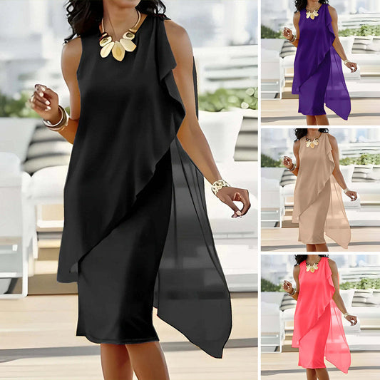 Sorayae™ - Robe Asymétrique en Maille Sans Manches
