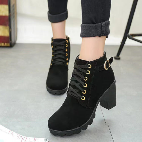 Noralyn™ - Bottes femme à talon épais avec semelle antidérapante