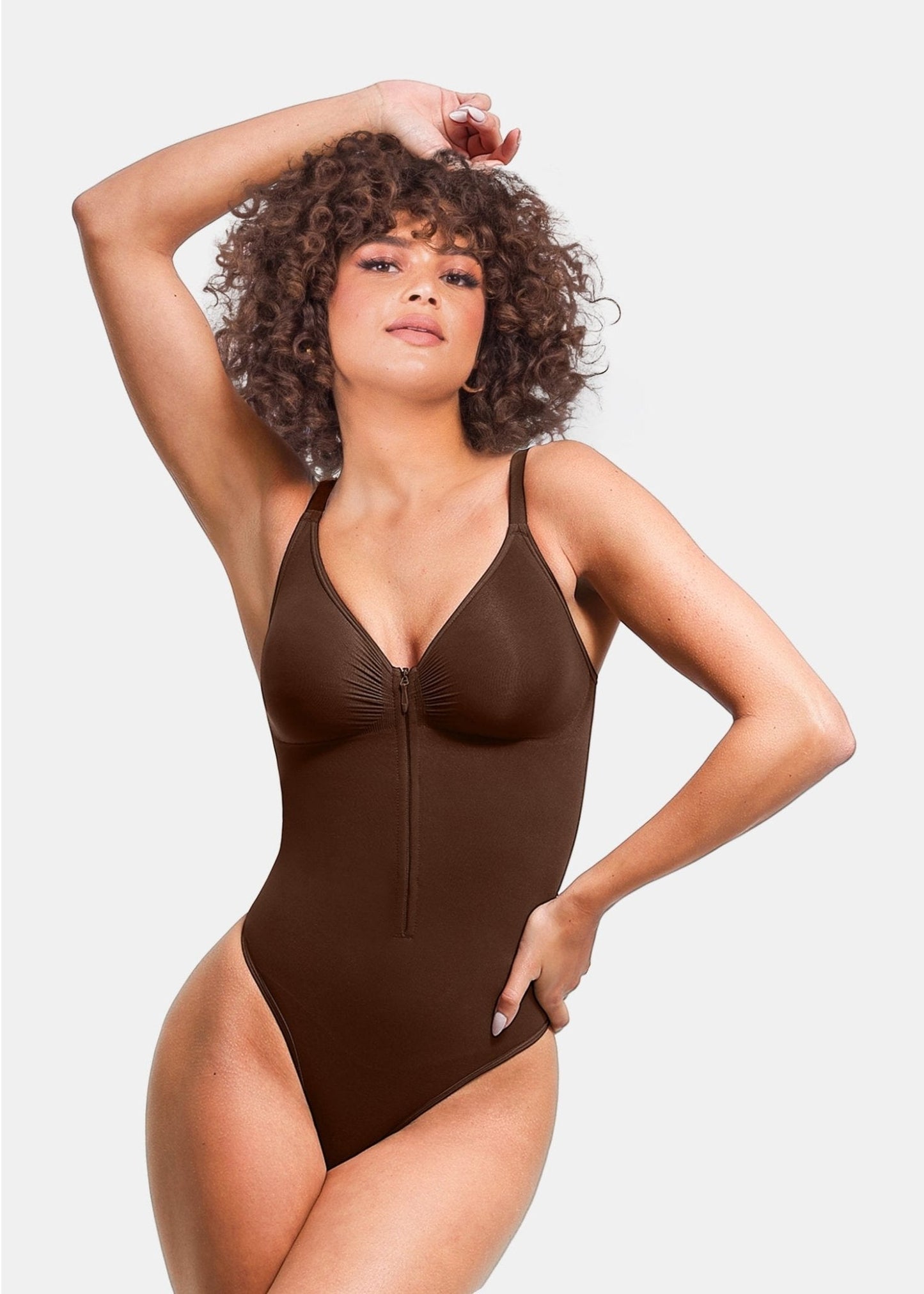 Stefanie Zipper - Naadloos Plunge Bodysuit – Borstondersteuning en Interne Clips