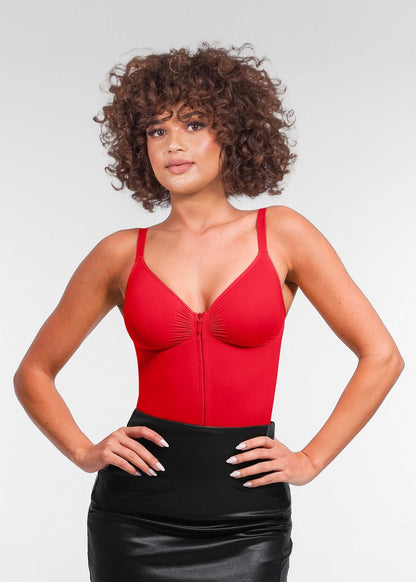 Stefanie Zipper - Naadloos Plunge Bodysuit – Borstondersteuning en Interne Clips