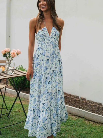Pauline Laurent® | Neckholder Maxi robe d'été à fleurs