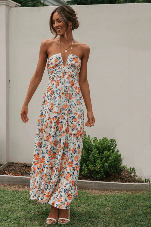 Pauline Laurent® | Neckholder Maxi robe d'été à fleurs