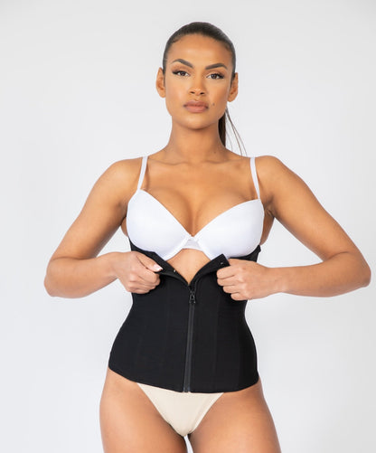 Tara - Waist Trainer Met Rits En Haakjes - 9 Stalen Baleinen
