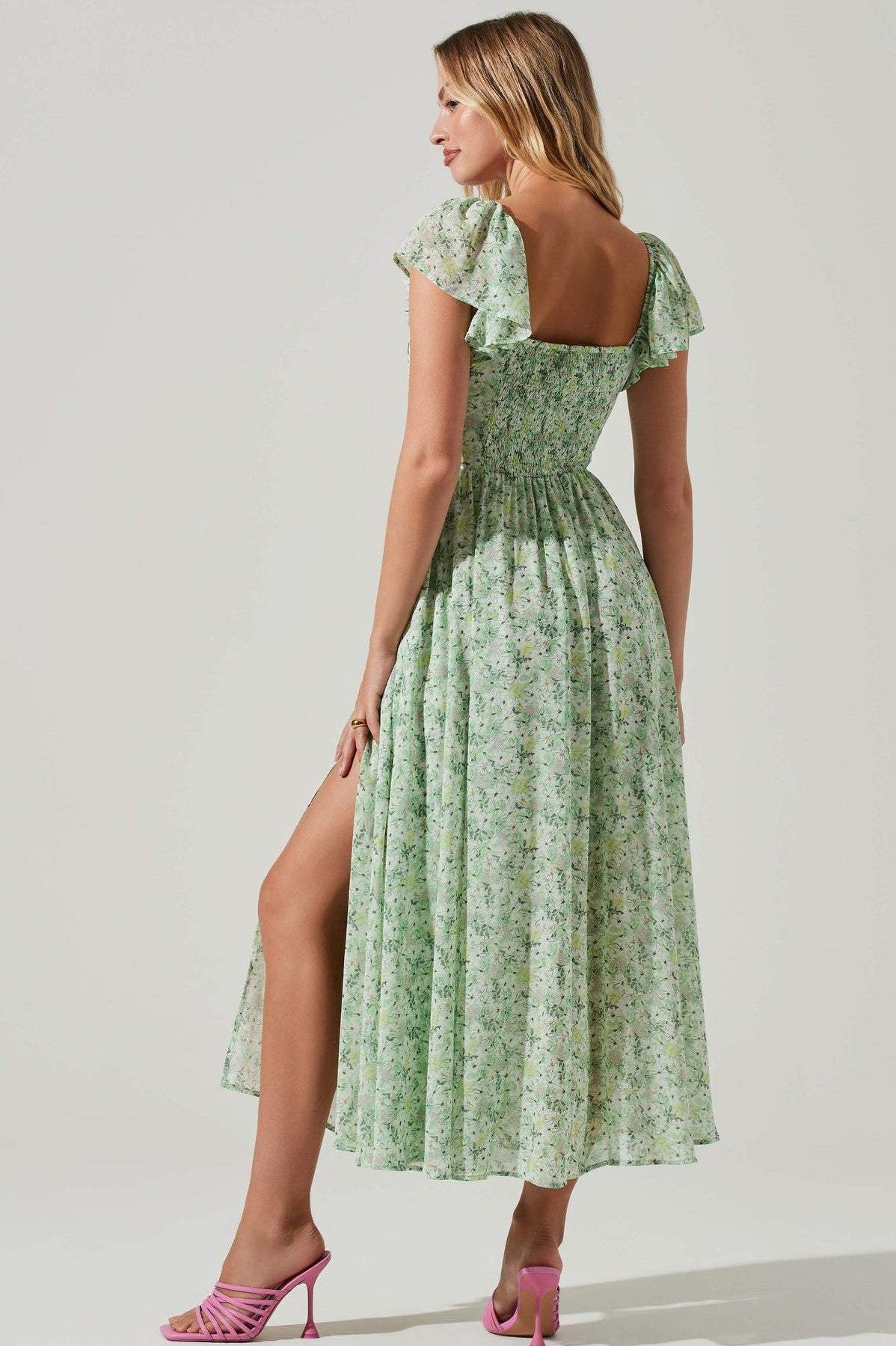 Pauline Laurent® | Robe midi avec haut plissé et fente