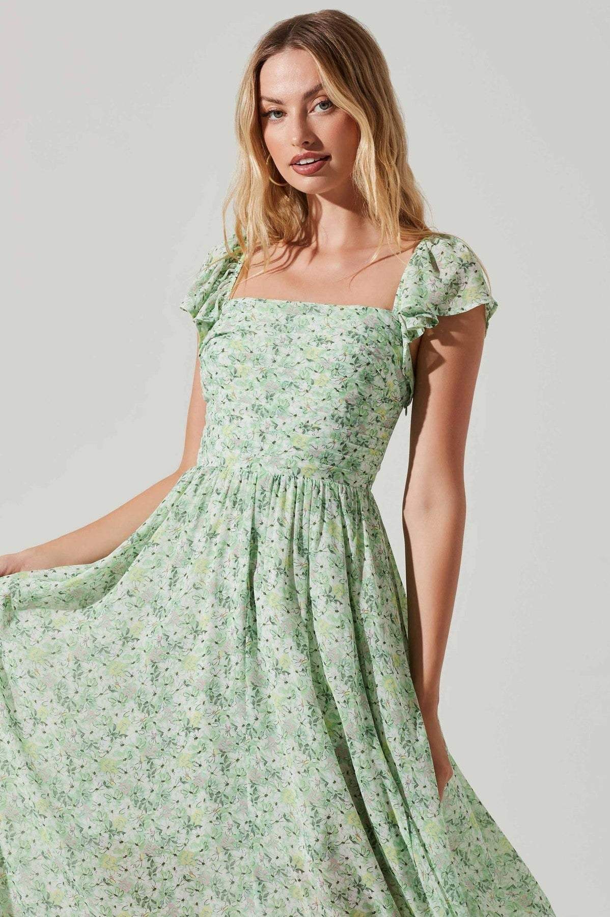 Pauline Laurent® | Robe midi avec haut plissé et fente