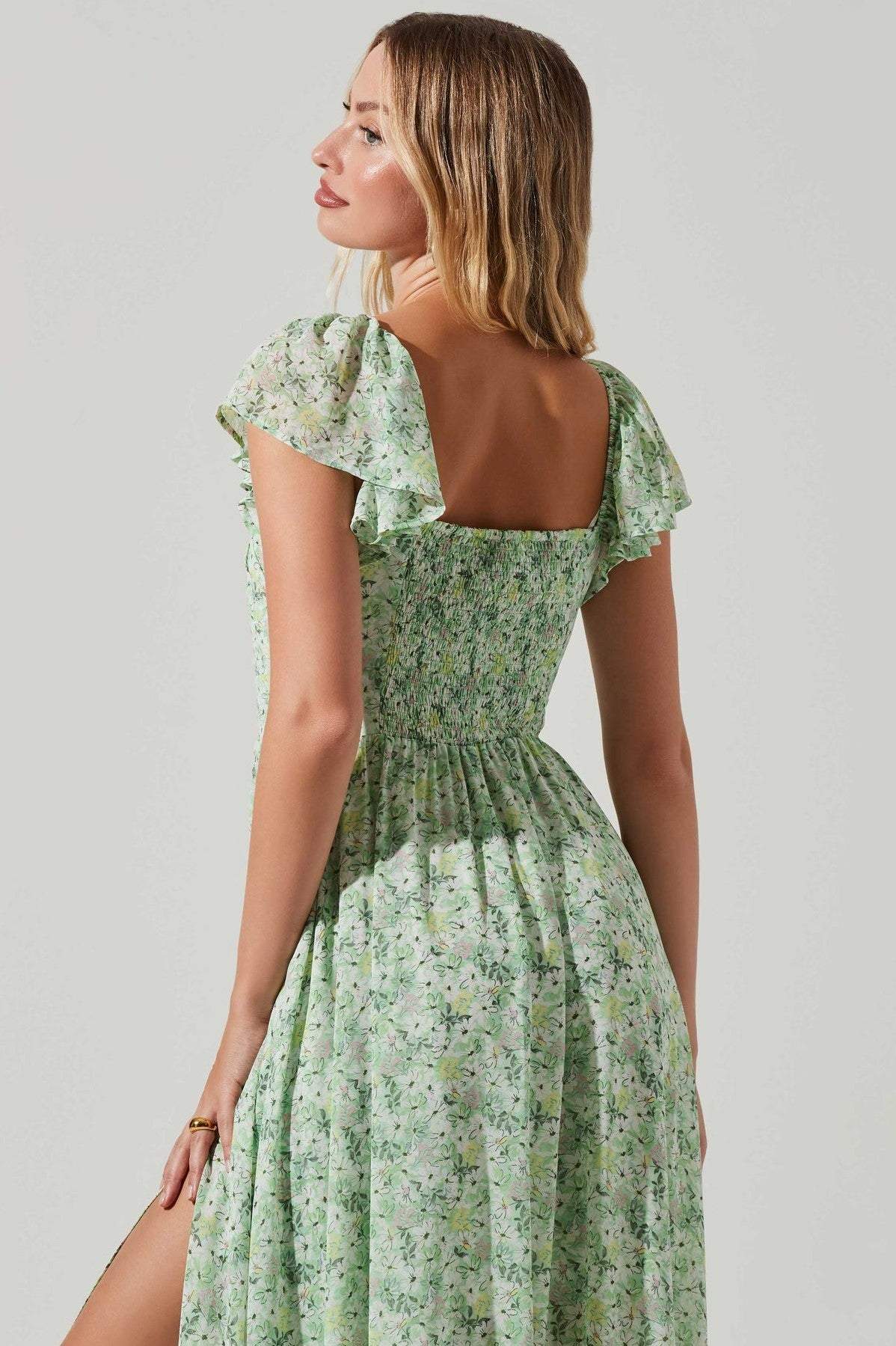 Pauline Laurent® | Robe midi avec haut plissé et fente