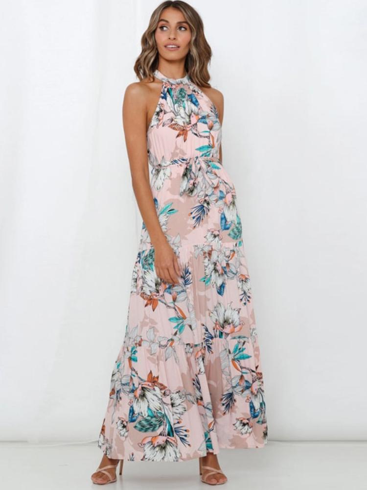 Pauline Laurent® | Robe maxi imprimée avec marches