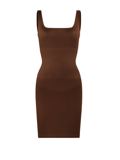 Valencia - Shaper Mini Jurk Vierkante Hals