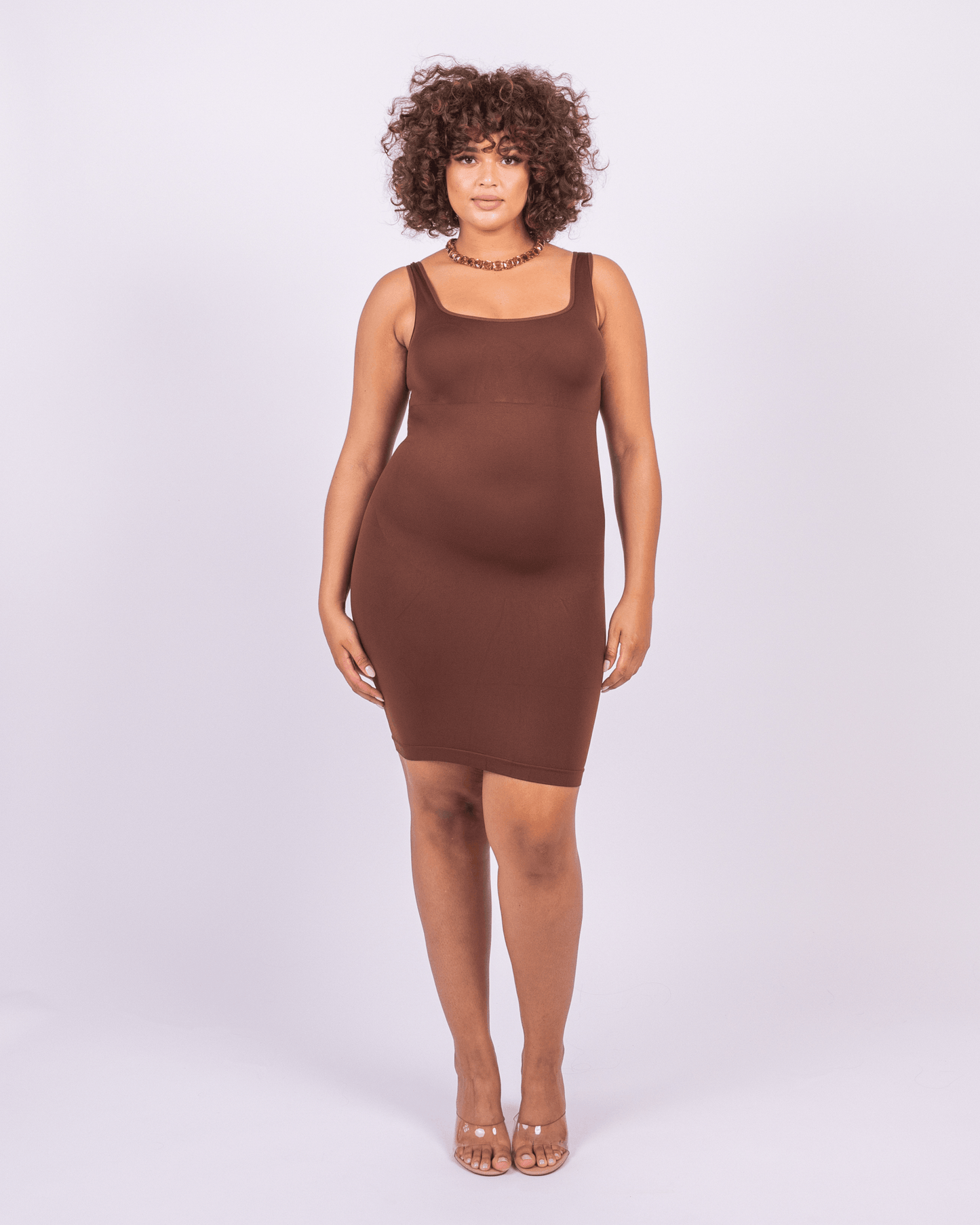 Valencia - Shaper Mini Jurk Vierkante Hals