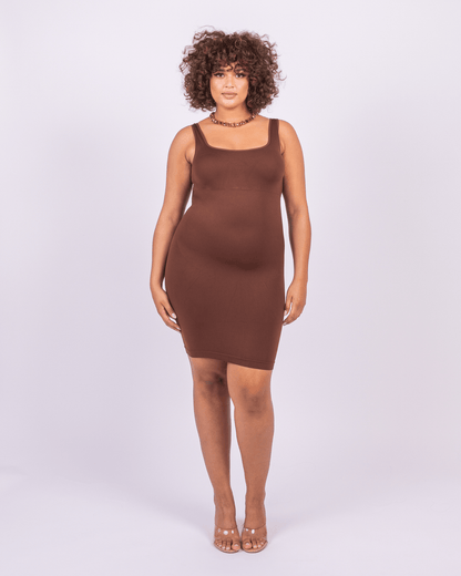 Valencia - Shaper Mini Jurk Vierkante Hals