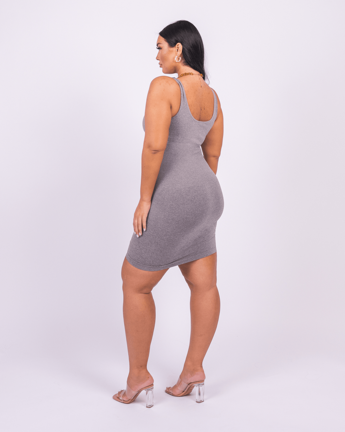 Valencia - Shaper Mini Jurk Vierkante Hals