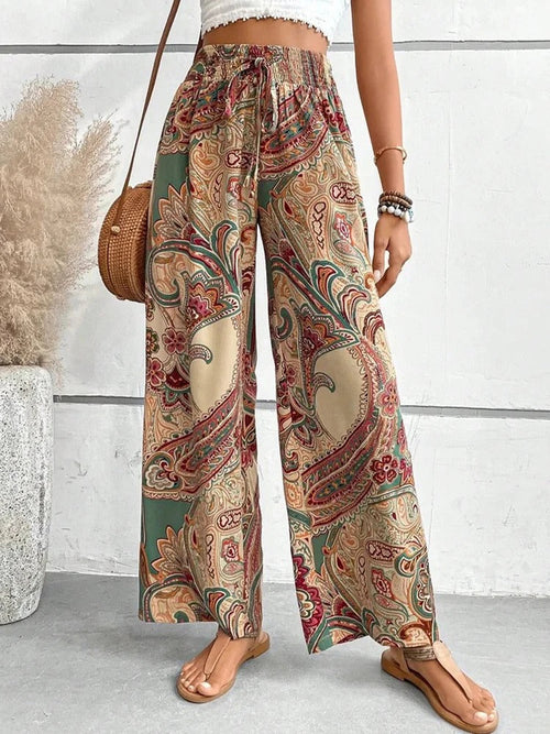 Pantalon à imprimé numérique et taille haute