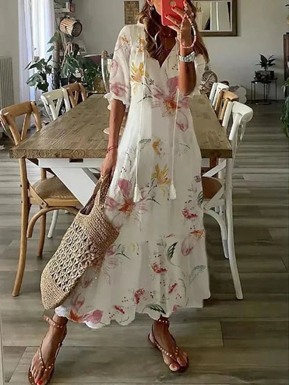 Vilma | Robe d'été élégante à col en V