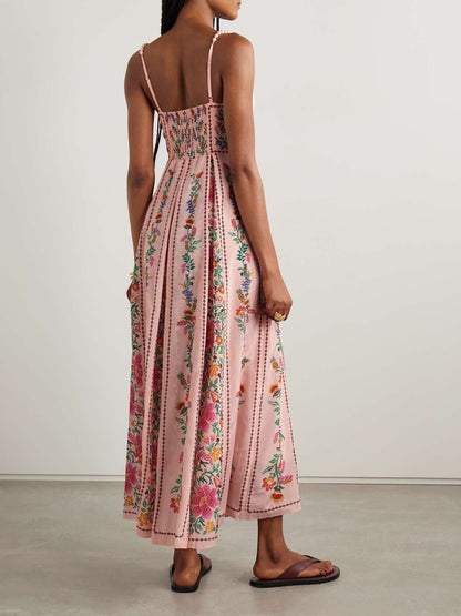 Robe longue en voile de coton mélangé à imprimé floral