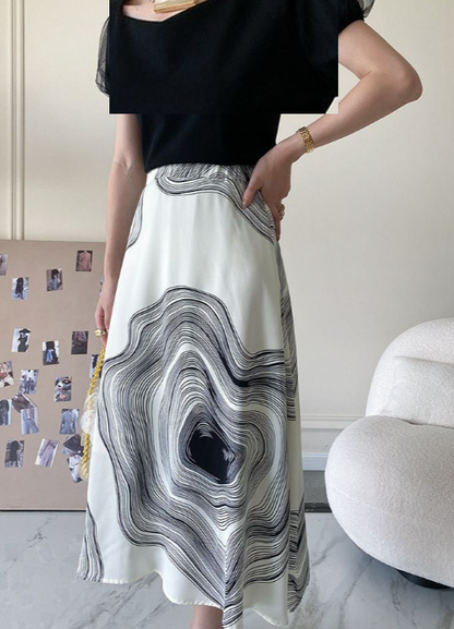 Sylvie | Jupe Midi Chic avec Motif Artistique