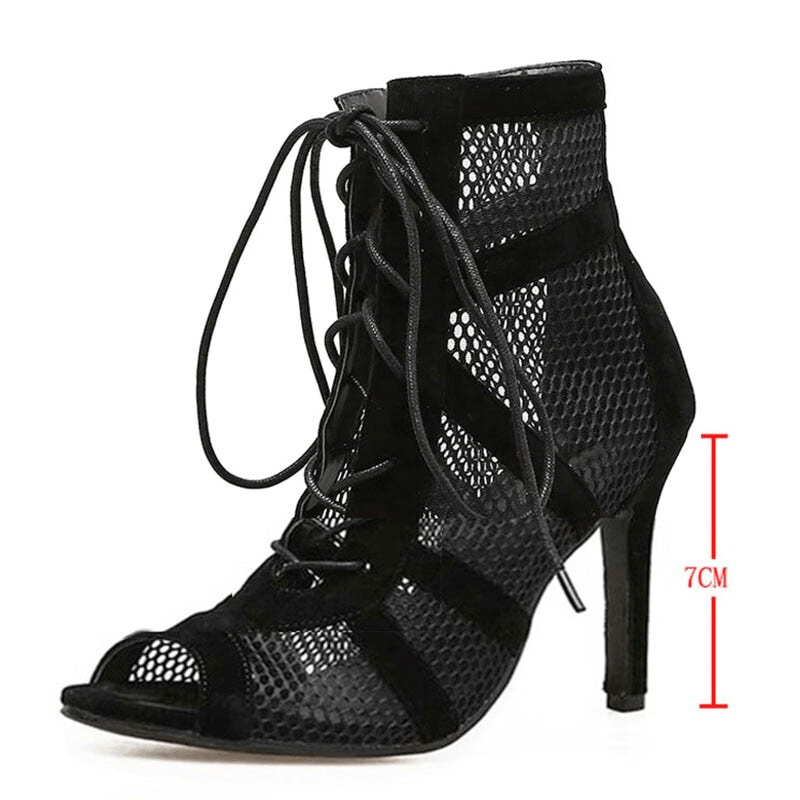 Bottes À Talons En Maille Lacées Élégantes Pour Femme