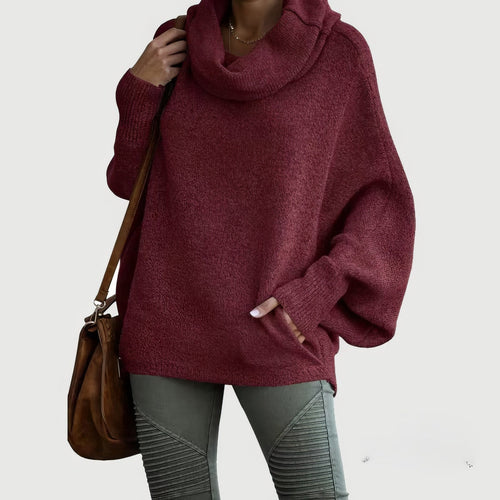 Pull Femme à Col Tombant et Manches Chauve-souris avec Poches