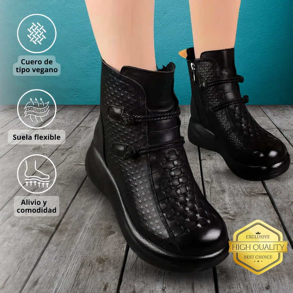 Bottes Vega® : Bottes en cuir vegan avec une plateforme ultra-légère, orthopédique et antidérapante.