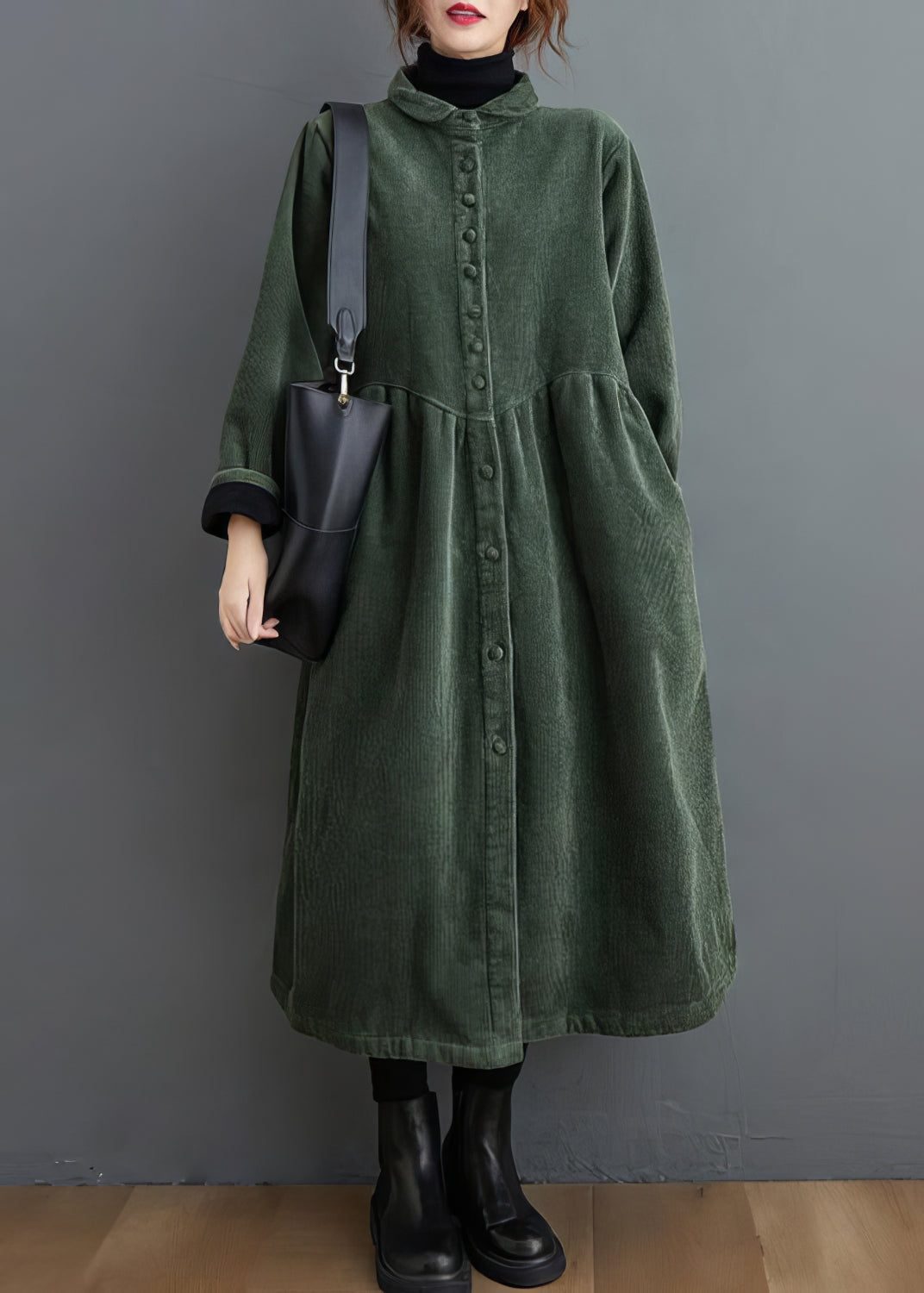 Manteau en velours côtelé épais et ajusté pour femme