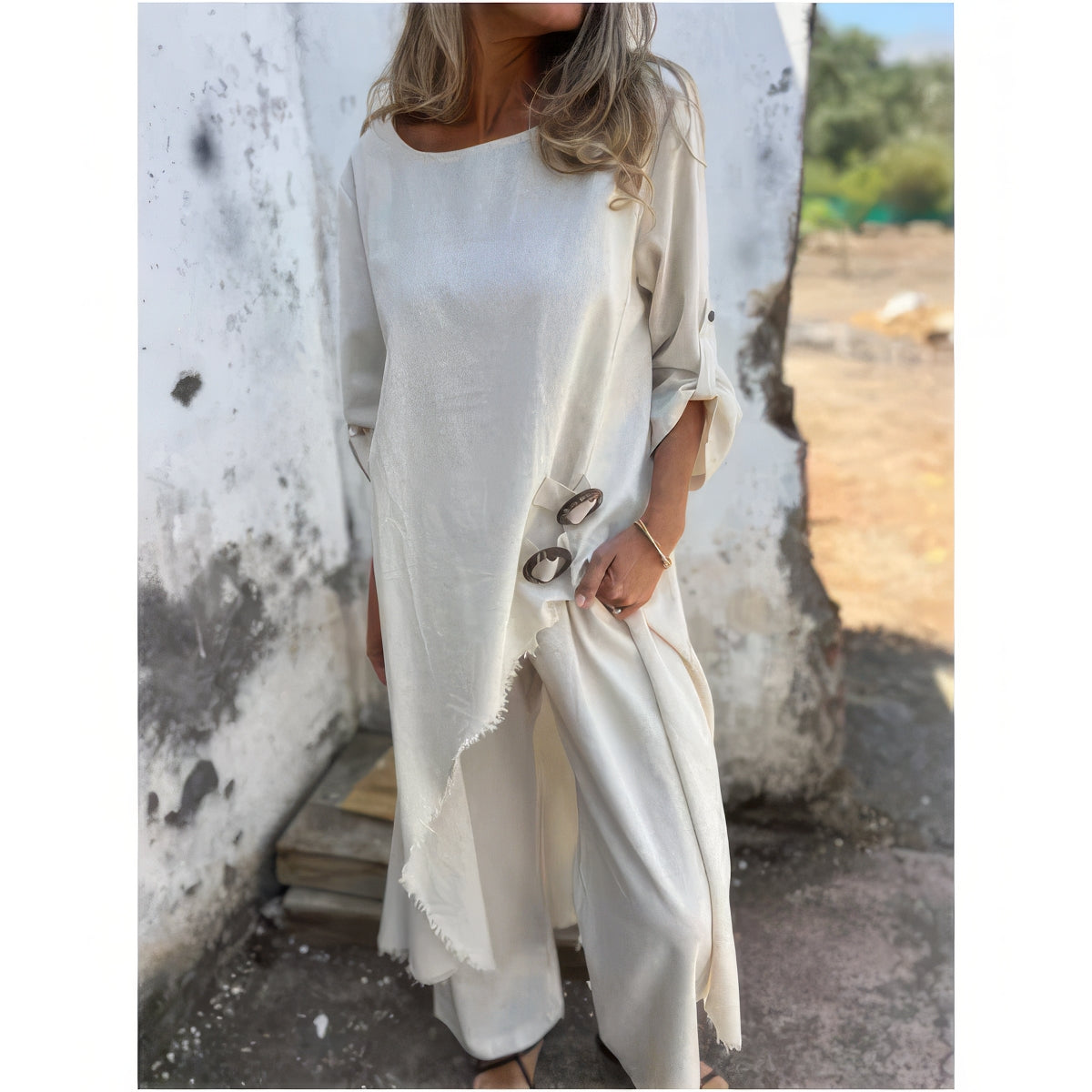 Ensemble 2 pièces : robe asymétrique et pantalon ample pour femme - 💖 SPÉCIAL FÊTE DES MÈRES 👩‍🦳