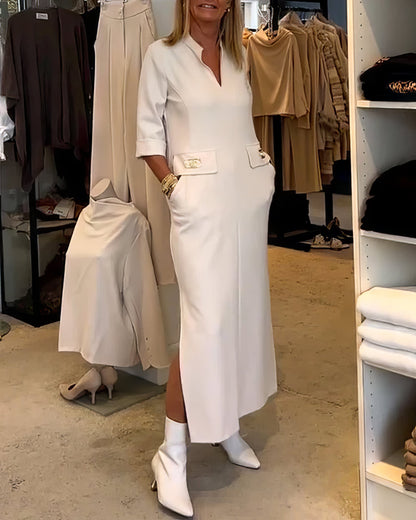 Robe avec Fente et Manches 3/4