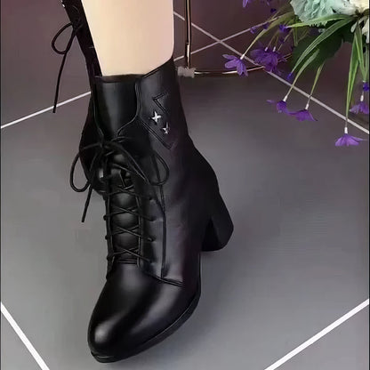 Bottes à Talon Épais et Bout Pointu