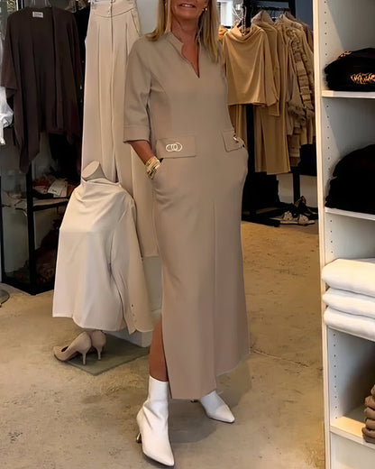 Robe avec Fente et Manches 3/4