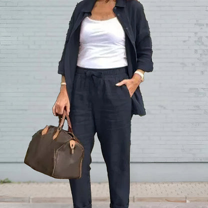 Ensemble blouse et pantalon en coton pour femme
