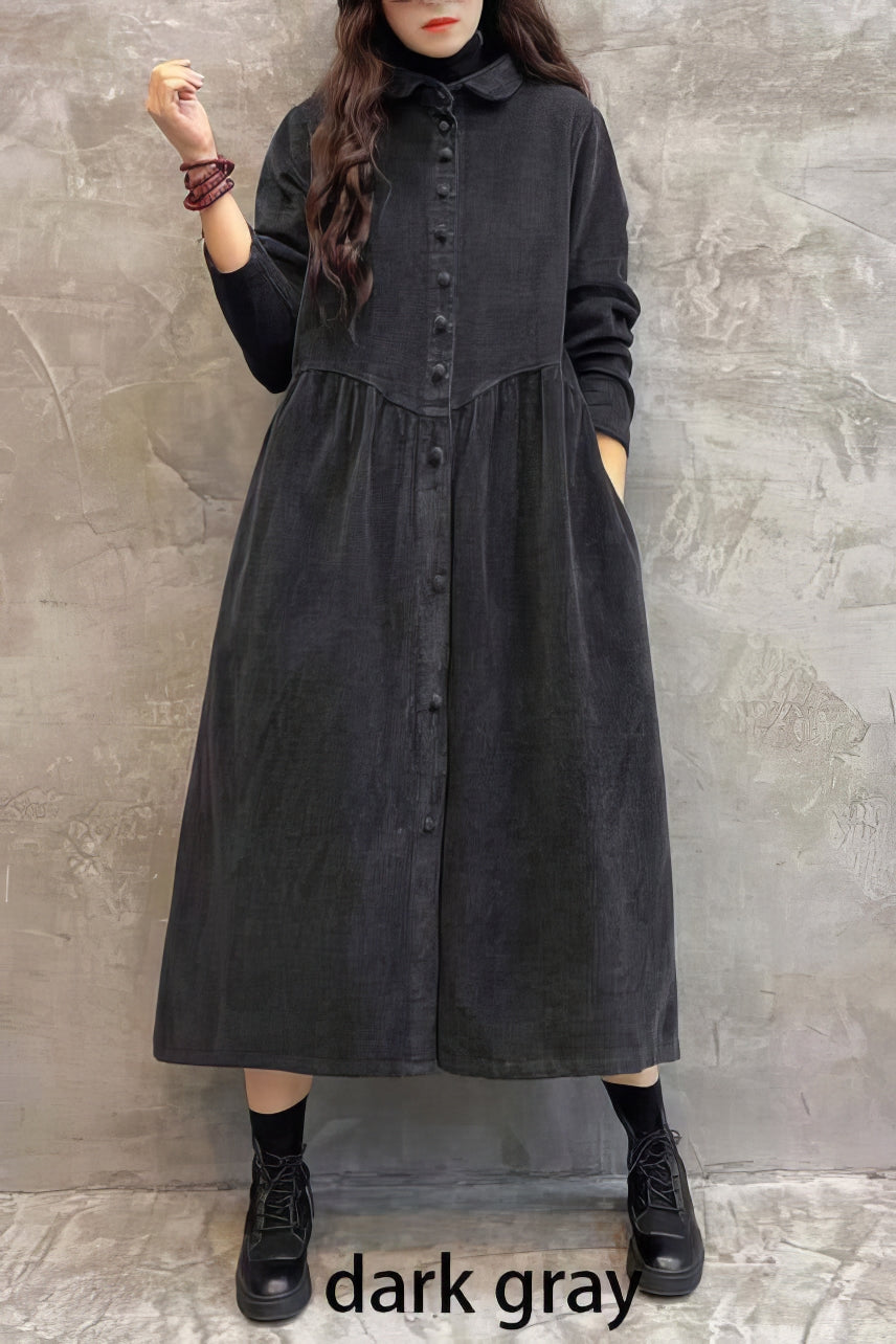 Manteau en velours côtelé épais et ajusté pour femme