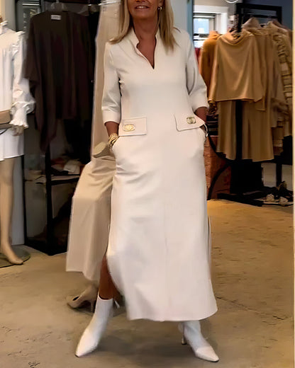 Robe avec Fente et Manches 3/4