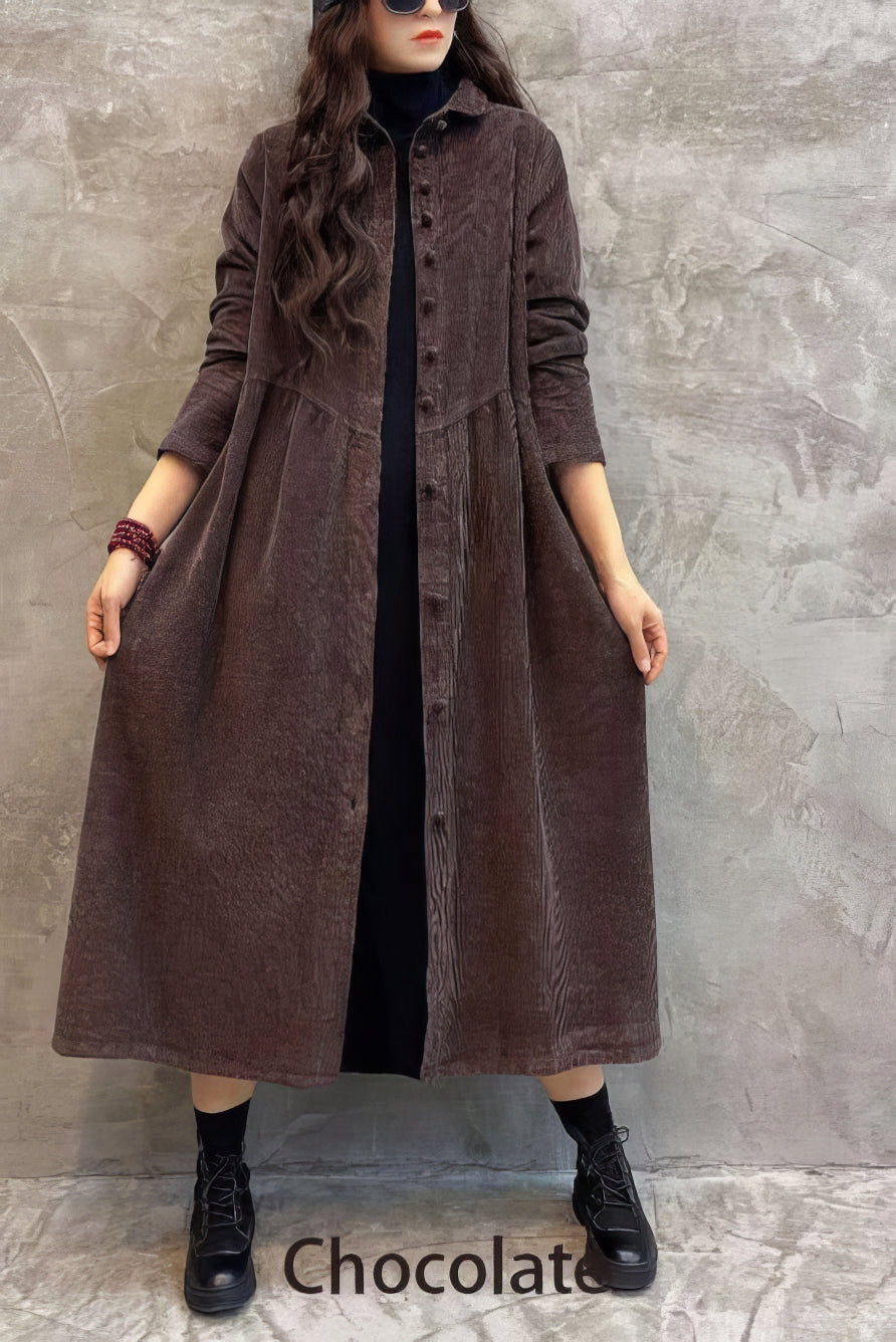 Manteau en velours côtelé épais et ajusté pour femme