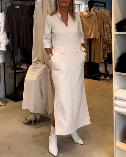 Robe avec Fente et Manches 3/4