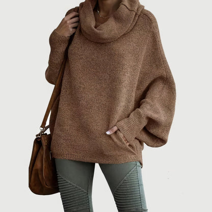 Pull Femme à Col Tombant et Manches Chauve-souris avec Poches