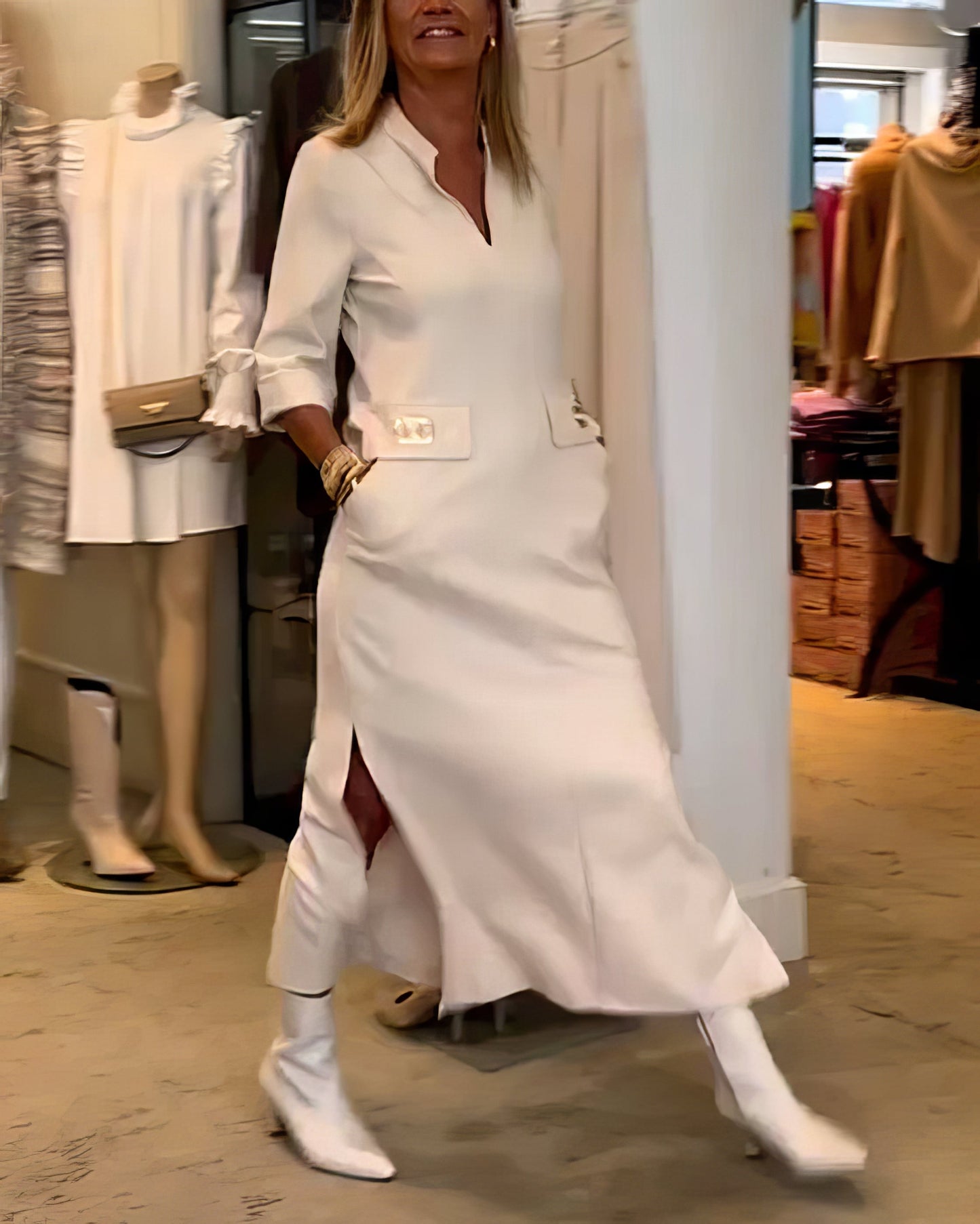Robe avec Fente et Manches 3/4