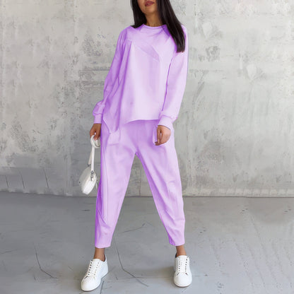 Ensemble de survêtement à manches longues avec ourlet irrégulier et pantalon