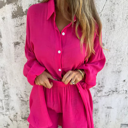 Ensemble décontracté deux pièces avec manches longues et short