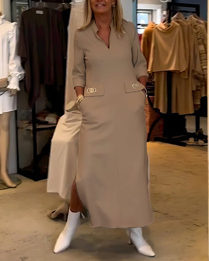 Robe avec Fente et Manches 3/4