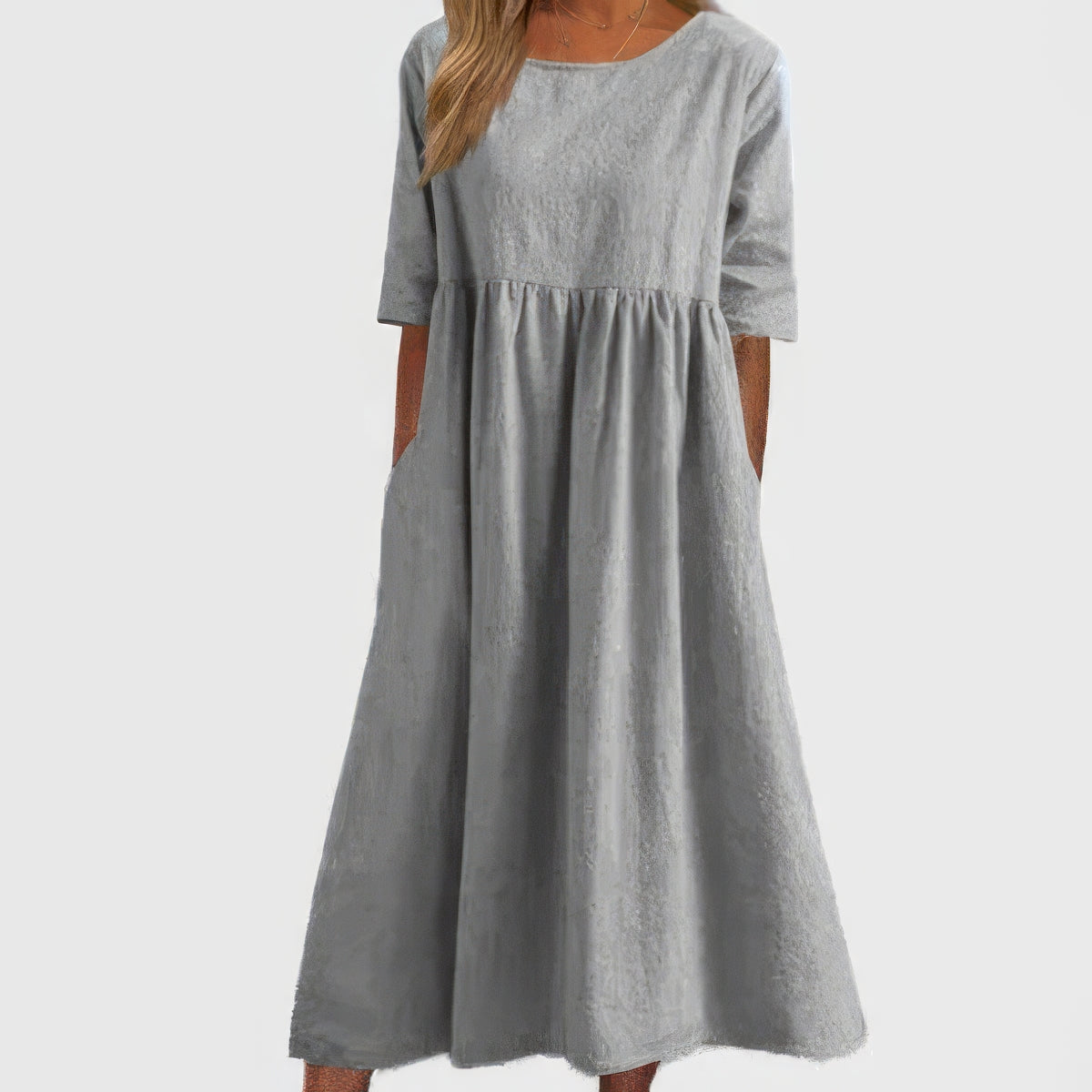 Robe en coton avec col rond et poches - 💖 SPÉCIAL FÊTE DES MÈRES 👩‍🦳