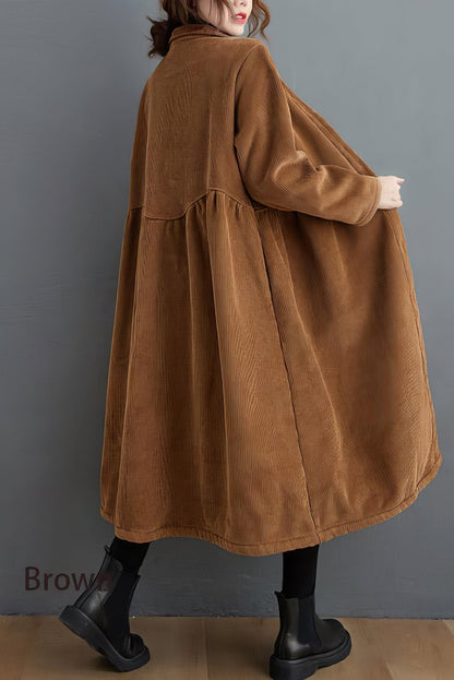 Manteau en velours côtelé épais et ajusté pour femme